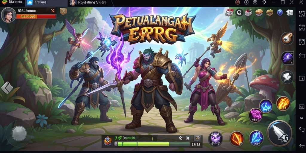 Screenshot gameplay 9SL menampilkan pertarungan epik dan dunia yang menakjubkan.