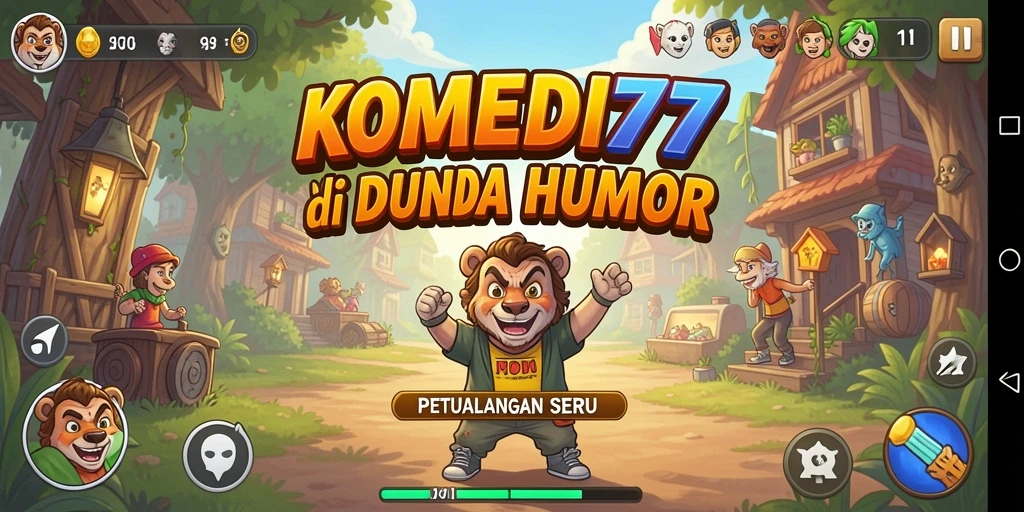 Screenshot menunjukkan aksi seru dalam petualangan lucu di KOMEDI77.