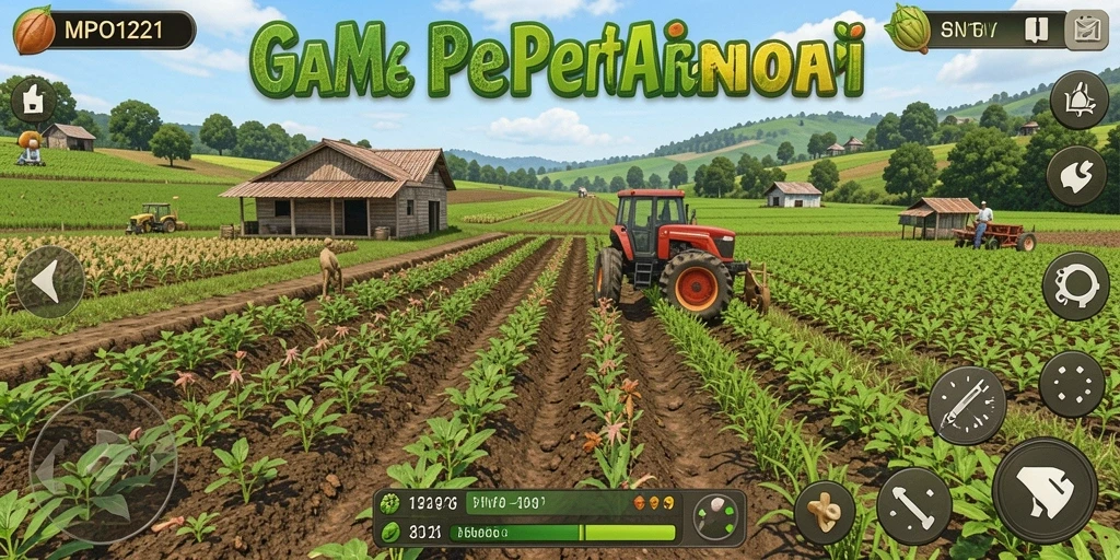 Tangkapan layar MPO1221 menampilkan aktivitas pertanian yang seru dan interaktif.