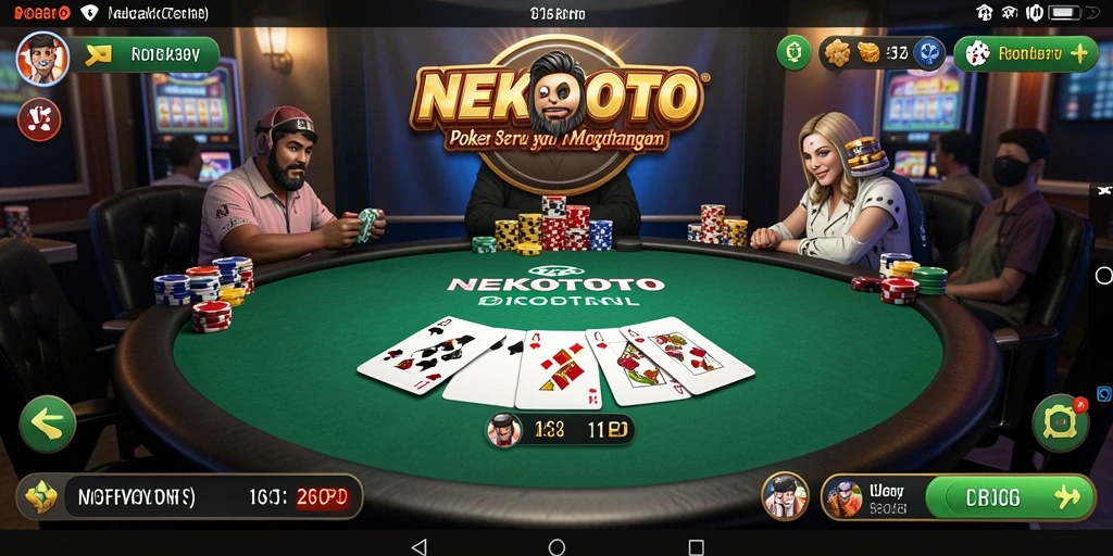 Screenshot gameplay NEKOTOTO menampilkan suasana poker yang menarik.