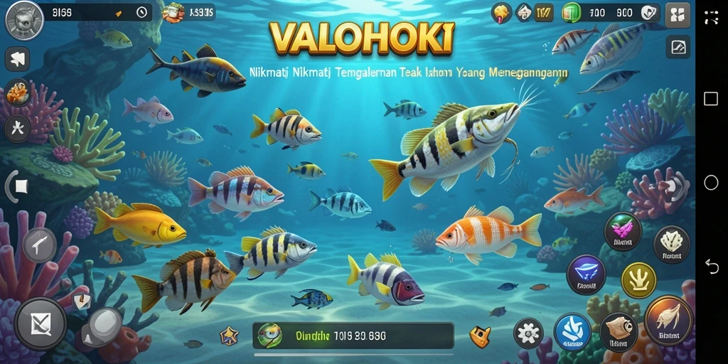 Screenshot gameplay VALOHOKI dengan aksi menembak ikan yang seru.